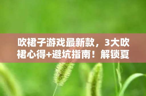 吹裙子游戏最新款，3大吹裙心得+避坑指南！解锁夏日清凉不尴尬的秘密