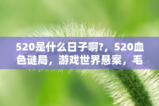 520是什么日子啊?，520血色谜局，游戏世界悬案，毛骨悚然自掘坟墓