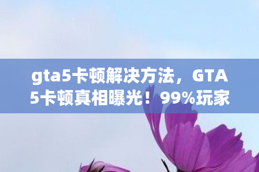 gta5卡顿解决方法，GTA5卡顿真相曝光！99%玩家不知的3大幕后黑手