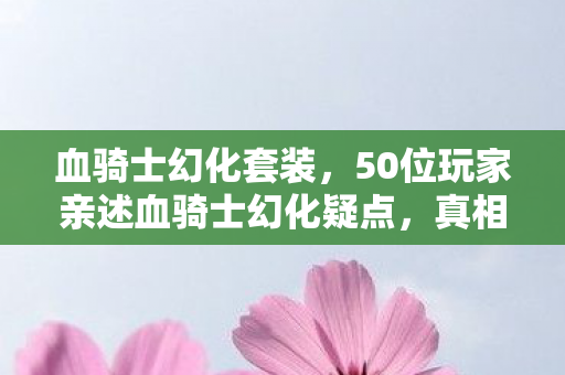 血骑士幻化套装，50位玩家亲述血骑士幻化疑点，真相揭晓时我直接绷不住了！