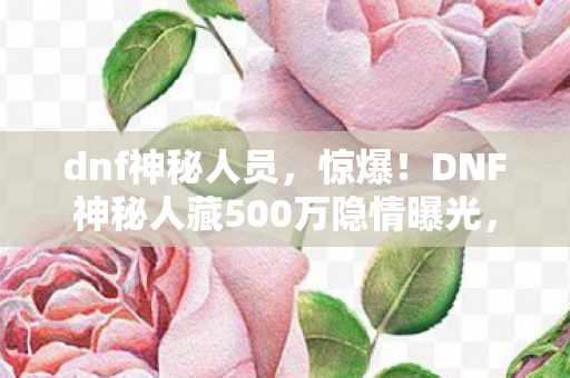 dnf神秘人员，惊爆！DNF神秘人藏500万隐情曝光，真相一出吓你一跳！