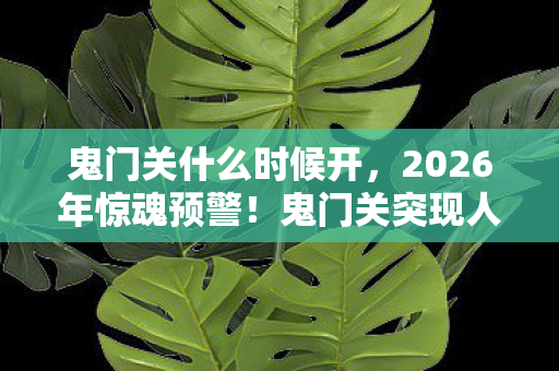 鬼门关什么时候开,2026年惊魂预警!鬼门关突现人间,背后真相令人脊背发凉! 鬼门关什么时候开,2026年惊魂预警!鬼门关突现人间,背后真相令人脊背发凉!