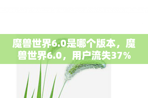 魔兽世界6.0是哪个版本，魔兽世界6.0，用户流失37%的背后，藏着暴雪年赚23亿的隐秘金矿