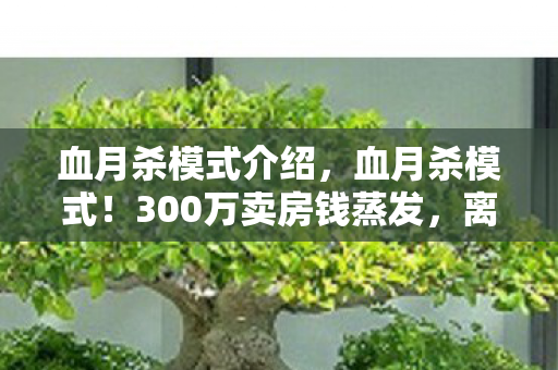 血月杀模式介绍,血月杀模式!300万卖房钱蒸发,离婚协议背后藏着什么惊天隐情? 血月杀模式介绍,血月杀模式!300万卖房钱蒸发,离婚协议背后藏着什么惊天隐情?