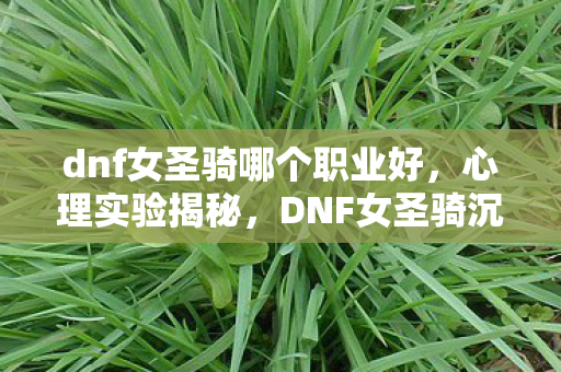 dnf女圣骑哪个职业好,心理实验揭秘,DNF女圣骑沉迷背后,细思极恐的自我囚禁 dnf女圣骑哪个职业好,心理实验揭秘,DNF女圣骑沉迷背后,细思极恐的自我囚禁