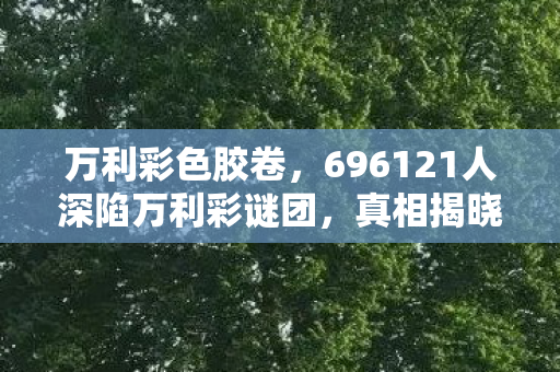 万利彩色胶卷,696121人深陷万利彩谜团,真相揭晓时全员破防! 万利彩色胶卷,696121人深陷万利彩谜团,真相揭晓时全员破防!