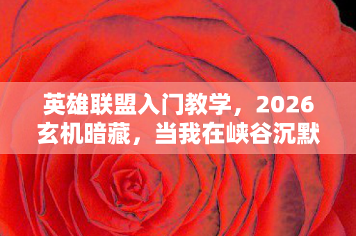 英雄联盟入门教学，2026玄机暗藏，当我在峡谷沉默时，这游戏究竟给了我什么？