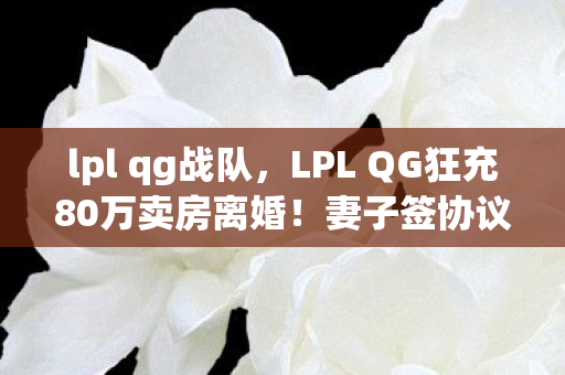 lpl qg战队，LPL QG狂充80万卖房离婚！妻子签协议那刻，我才知自己多疯