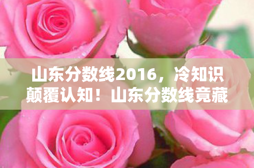山东分数线2016，冷知识颠覆认知！山东分数线竟藏着让考生目瞪口呆的隐藏规则