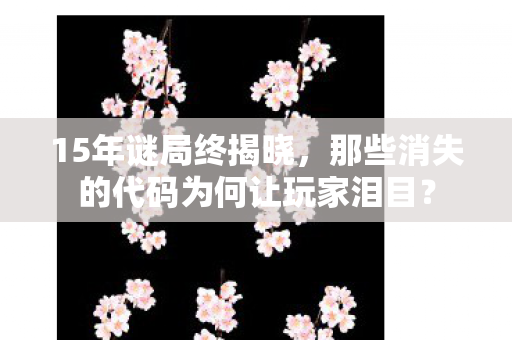 15年谜局终揭晓，那些消失的代码为何让玩家泪目？