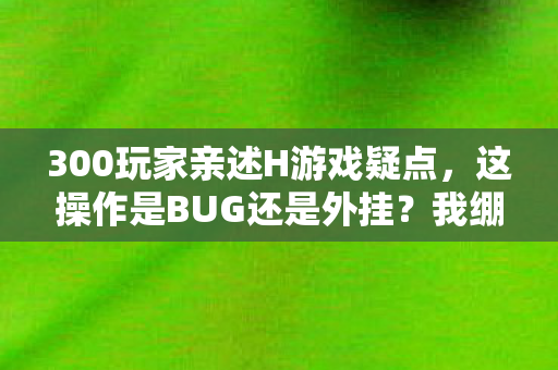 300玩家亲述H游戏疑点,这操作是BUG还是外挂?我绷不住了! 300玩家亲述H游戏疑点,这操作是BUG还是外挂?我绷不住了!