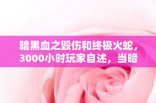暗黑血之毁伤和终极火蛇，3000小时玩家自述，当暗黑血之毁伤成为跨平台玩家的集体创伤