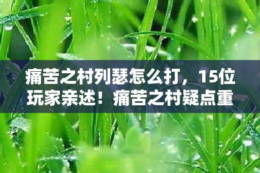 痛苦之村列瑟怎么打,15位玩家亲述!痛苦之村疑点重重,这操作真让人绷不住 痛苦之村列瑟怎么打,15位玩家亲述!痛苦之村疑点重重,这操作真让人绷不住