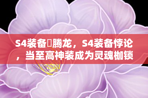 S4装备劵腾龙,S4装备悖论,当至高神装成为灵魂枷锁,自由意志在云端崩塌 S4装备劵腾龙,S4装备悖论,当至高神装成为灵魂枷锁,自由意志在云端崩塌