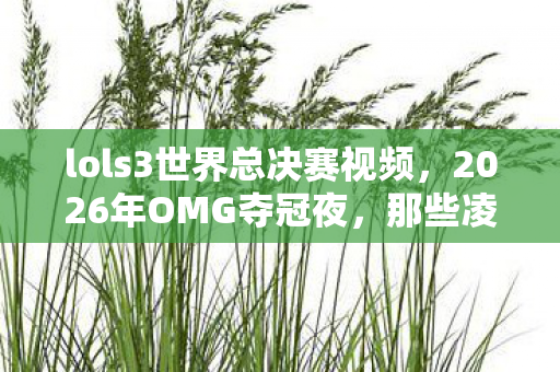 lols3世界总决赛视频,2026年OMG夺冠夜,那些凌晨三点的等你,让我鼻子一酸 lols3世界总决赛视频,2026年OMG夺冠夜,那些凌晨三点的等你,让我鼻子一酸