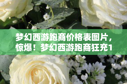 梦幻西游跑商价格表图片,惊爆!梦幻西游跑商狂充18万,家底掏空竟藏这隐情,吓一跳! 梦幻西游跑商价格表图片,惊爆!梦幻西游跑商狂充18万,家底掏空竟藏这隐情,吓一跳!