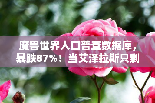 魔兽世界人口普查数据库,暴跌87%!当艾泽拉斯只剩3万活人,我为何死守这盏将熄的灯? 魔兽世界人口普查数据库,暴跌87%!当艾泽拉斯只剩3万活人,我为何死守这盏将熄的灯?