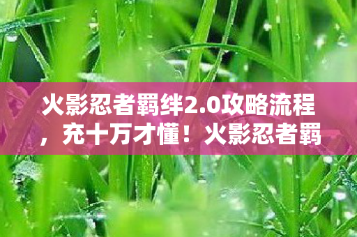 火影忍者羁绊2.0攻略流程,充十万才懂!火影忍者羁绊2.0的万元陷阱,背后隐情吓你一跳! 火影忍者羁绊2.0攻略流程,充十万才懂!火影忍者羁绊2.0的万元陷阱,背后隐情吓你一跳!