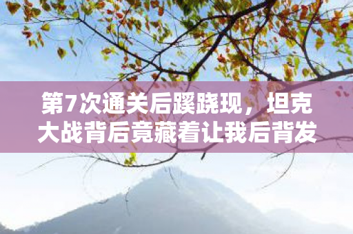第7次通关后蹊跷现，坦克大战背后竟藏着让我后背发凉的真相！