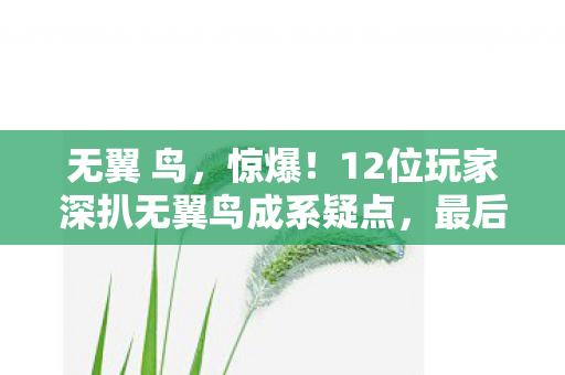 无翼 鸟，惊爆！12位玩家深扒无翼鸟成系疑点，最后一幕我直接绷不住！