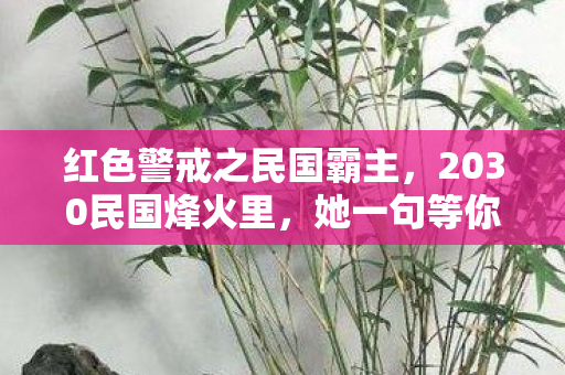 红色警戒之民国霸主，2030民国烽火里，她一句等你，竟成我虚拟与现实最长的伏笔，鼻子一酸