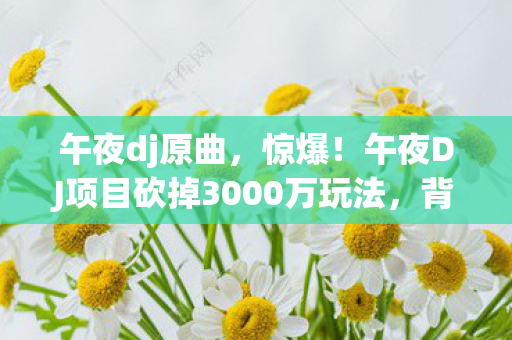 午夜dj原曲,惊爆!午夜DJ项目砍掉3000万玩法,背后隐情让人吓一跳! 午夜dj原曲,惊爆!午夜DJ项目砍掉3000万玩法,背后隐情让人吓一跳!