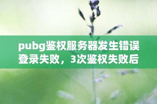 pubg鉴权服务器发生错误登录失败，3次鉴权失败后我怒删游戏！2027年竟被这波操作拽回战场？