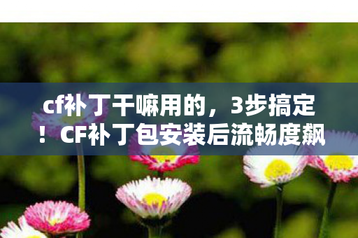 cf补丁干嘛用的,3步搞定!CF补丁包安装后流畅度飙升90%的爽感谁懂啊! cf补丁干嘛用的,3步搞定!CF补丁包安装后流畅度飙升90%的爽感谁懂啊!