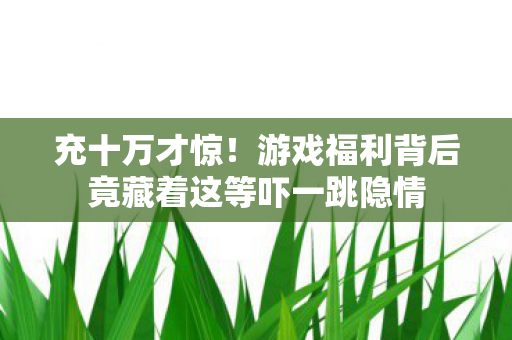 充十万才惊!游戏福利背后竟藏着这等吓一跳隐情 充十万才惊!游戏福利背后竟藏着这等吓一跳隐情