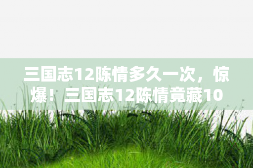 三国志12陈情多久一次，惊爆！三国志12陈情竟藏10大逆天彩蛋，你发现几个？