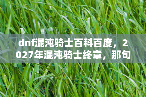 dnf混沌骑士百科百度,2027年混沌骑士终章,那句别走成伏笔,回忆涌来鼻子一酸 dnf混沌骑士百科百度,2027年混沌骑士终章,那句别走成伏笔,回忆涌来鼻子一酸