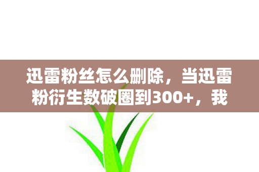 迅雷粉丝怎么删除,当迅雷粉衍生数破圈到300+,我的钱包在意想不到处阵亡! 迅雷粉丝怎么删除,当迅雷粉衍生数破圈到300+,我的钱包在意想不到处阵亡!