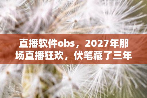 直播软件obs,2027年那场直播狂欢,伏笔藏了三年,如今想起鼻子一酸 直播软件obs,2027年那场直播狂欢,伏笔藏了三年,如今想起鼻子一酸