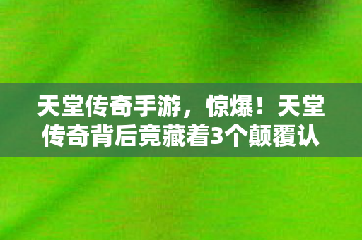 天堂传奇手游,惊爆!天堂传奇背后竟藏着3个颠覆认知的神秘设计! 天堂传奇手游,惊爆!天堂传奇背后竟藏着3个颠覆认知的神秘设计!