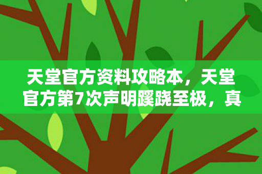天堂官方资料攻略本,天堂官方第7次声明蹊跷至极,真相背后,竟让人后背发凉! 天堂官方资料攻略本,天堂官方第7次声明蹊跷至极,真相背后,竟让人后背发凉!