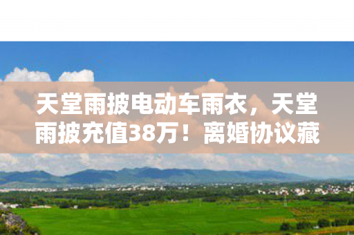 天堂雨披电动车雨衣，天堂雨披充值38万！离婚协议藏隐情，这数字真让人吓一跳！