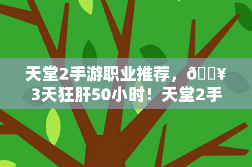 天堂2手游职业推荐，🔥3天狂肝50小时！天堂2手游这3大革新让我爽到失眠！