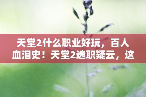 天堂2什么职业好玩,百人血泪史!天堂2选职疑云,这职业真让老炮们集体绷不住? 天堂2什么职业好玩,百人血泪史!天堂2选职疑云,这职业真让老炮们集体绷不住?