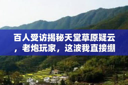百人受访揭秘天堂草原疑云,老炮玩家,这波我直接绷不住! 百人受访揭秘天堂草原疑云,老炮玩家,这波我直接绷不住!