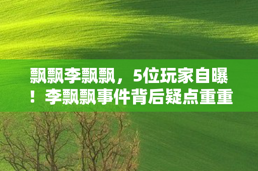 飘飘李飘飘,5位玩家自曝!李飘飘事件背后疑点重重,采访现场集体绷不住 飘飘李飘飘,5位玩家自曝!李飘飘事件背后疑点重重,采访现场集体绷不住