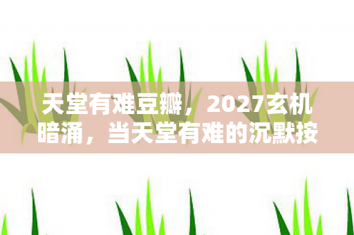 天堂有难豆瓣，2027玄机暗涌，当天堂有难的沉默按键，敲碎我三十年人生选择
