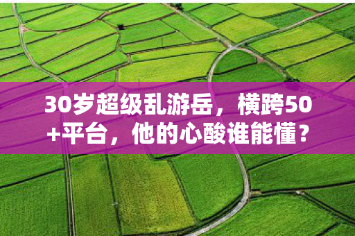 30岁超级乱游岳,横跨50+平台,他的心酸谁能懂? 30岁超级乱游岳,横跨50+平台,他的心酸谁能懂?