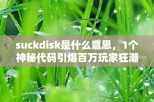 suckdisk是什么意思,1个神秘代码引爆百万玩家狂潮,背后竟藏着颠覆认知的真相? suckdisk是什么意思,1个神秘代码引爆百万玩家狂潮,背后竟藏着颠覆认知的真相?