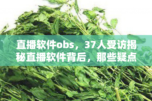 直播软件obs,37人受访揭秘直播软件背后,那些疑点重重的瞬间,我绷不住了! 直播软件obs,37人受访揭秘直播软件背后,那些疑点重重的瞬间,我绷不住了!