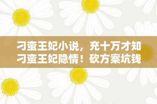 刁蛮王妃小说,充十万才知刁蛮王妃隐情!砍方案坑钱,这操作真吓一跳! 刁蛮王妃小说,充十万才知刁蛮王妃隐情!砍方案坑钱,这操作真吓一跳!
