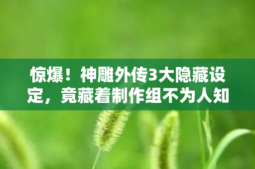 惊爆!神雕外传3大隐藏设定,竟藏着制作组不为人知的情感密码? 惊爆!神雕外传3大隐藏设定,竟藏着制作组不为人知的情感密码?