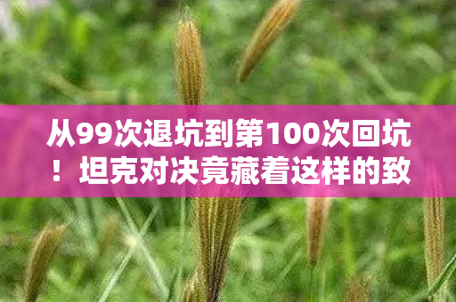 从99次退坑到第100次回坑!坦克对决竟藏着这样的致命吸引力? 从99次退坑到第100次回坑!坦克对决竟藏着这样的致命吸引力?