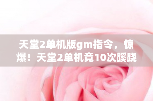 天堂2单机版gm指令,惊爆!天堂2单机竟10次蹊跷闪退,背后真相让人后背发凉! 天堂2单机版gm指令,惊爆!天堂2单机竟10次蹊跷闪退,背后真相让人后背发凉!