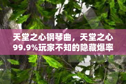 天堂之心钢琴曲,天堂之心99.9%玩家不知的隐藏爆率!策划暗改数值竟藏这层逻辑 天堂之心钢琴曲,天堂之心99.9%玩家不知的隐藏爆率!策划暗改数值竟藏这层逻辑