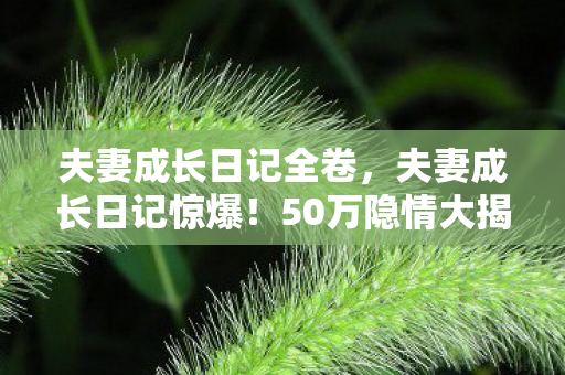夫妻成长日记全卷,夫妻成长日记惊爆!50万隐情大揭秘,看完结果真让人吓一跳! 夫妻成长日记全卷,夫妻成长日记惊爆!50万隐情大揭秘,看完结果真让人吓一跳!